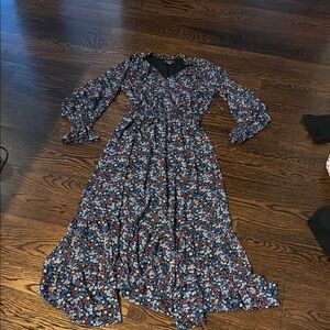 Vince Camuto Navy Floral Long Sleeve Dress